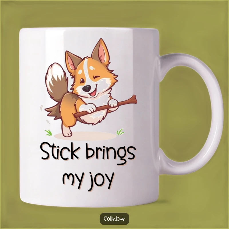 Funny Collie Dog Fetching Stick Mug: The Perfect Humorous Gift for Dog Lovers