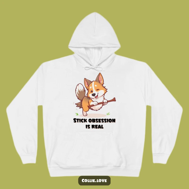 Cozy Funny Collie Dog Fetching Stick Hoodie: Warmth and Laughter Guaranteed Gift