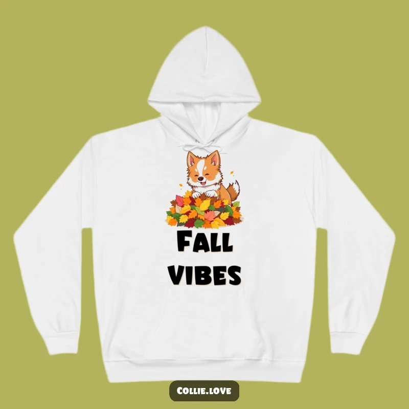 Funny Collie Leaf Pile Hoodie: Cozy Autumn Dog Wear for a Humorous Gift