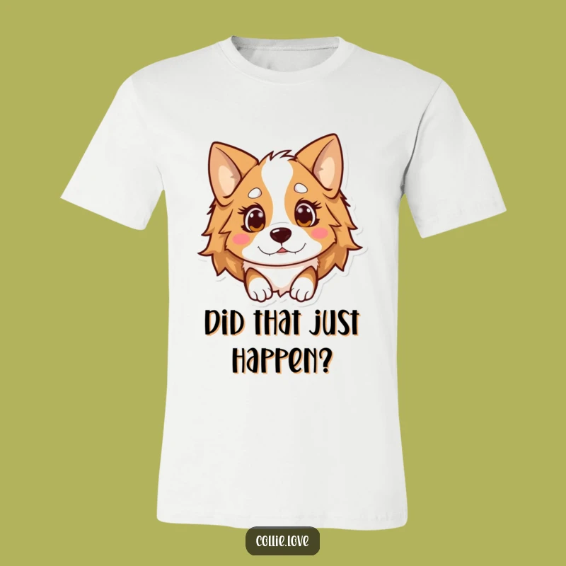 Funny Kawaii Collie T-Shirt, Shocked Ears Flopped, Comedic Collie Apparel Gift