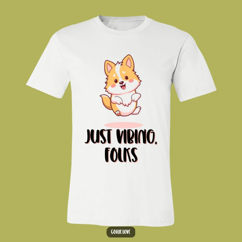 Funny Kawaii Collie T-Shirt, Happy Dog Dancing, Energetic Collie Apparel Gift